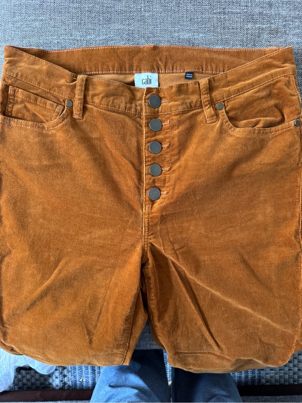 CAbi Rust Orange Corduroy Button-Front Shorts